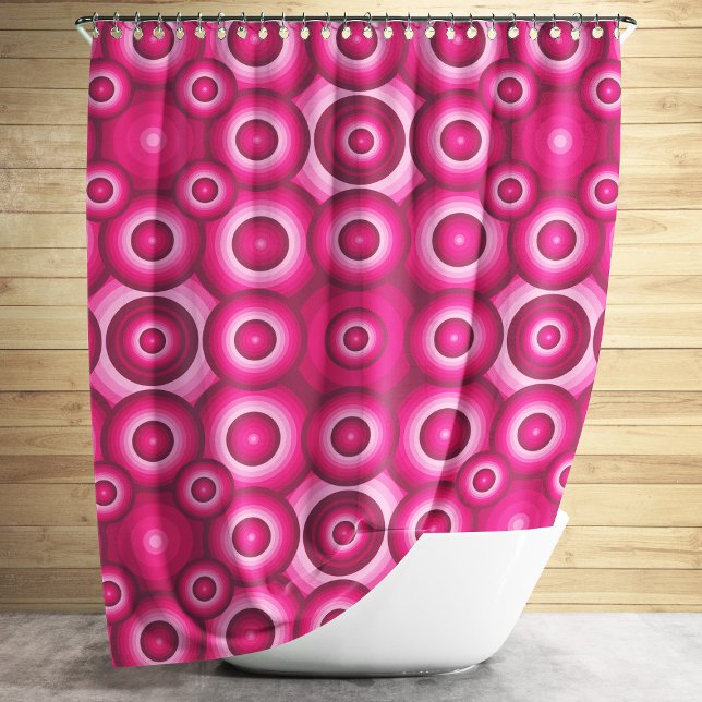 Cortina Para Box Padrão Geométrico Monocromático Rosa Moderno (Modern Pink Geometric Pattern Shower Curtain)