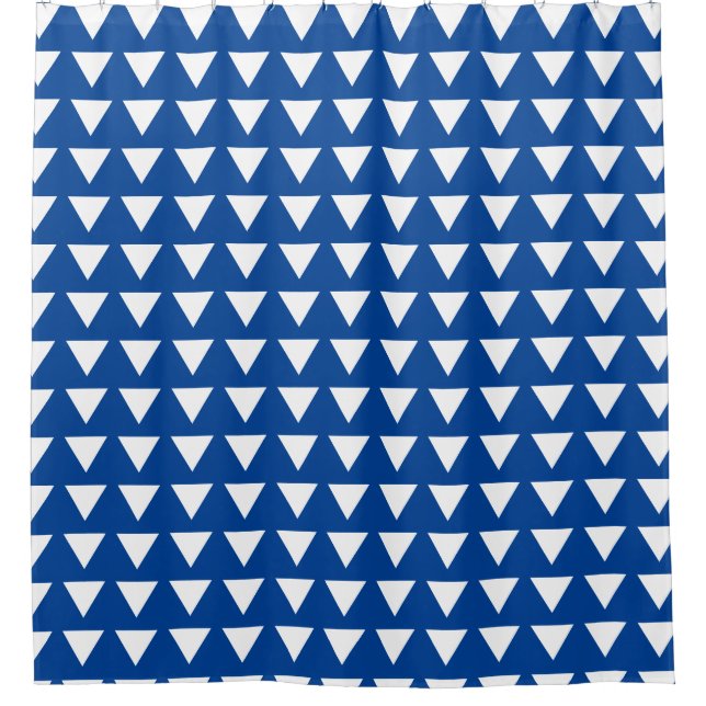 Cortina Para Box Padrão Geométrico Preppy Blue e White (Frente)