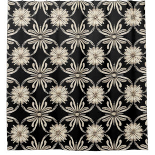 Cortina Para Box Padrão geométrico preto e branco