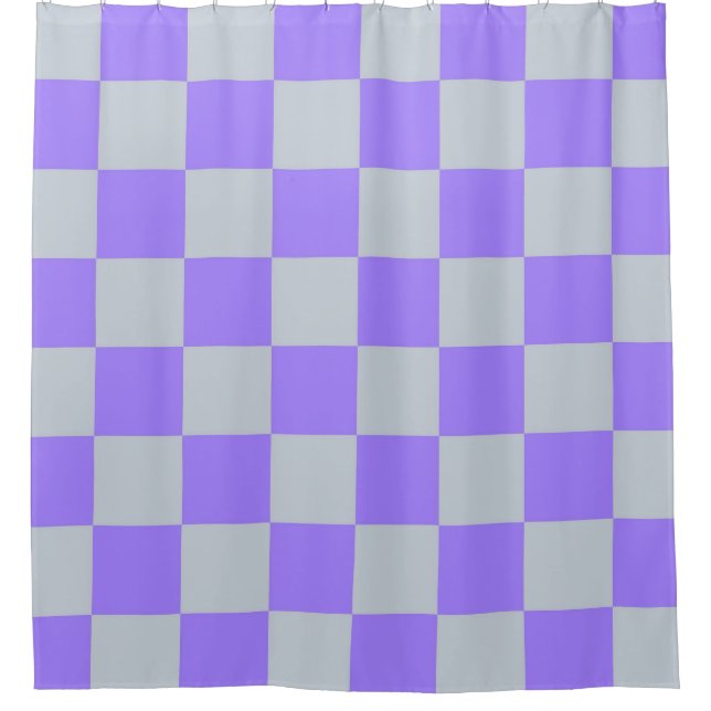 Cortina Para Box Padrão Gingham Verificado Roxo (Frente)