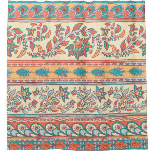 Cortina Para Box Padrão Invisível das Fronteiras Florais Indianas