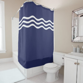 Cortina Para Box Padrão marinho Azul e Branco da Onda Costeira