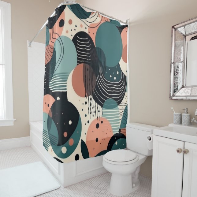 Cortina Para Box Padrão mínimo de Abstrato sem costura - Geométrico (In Situ)