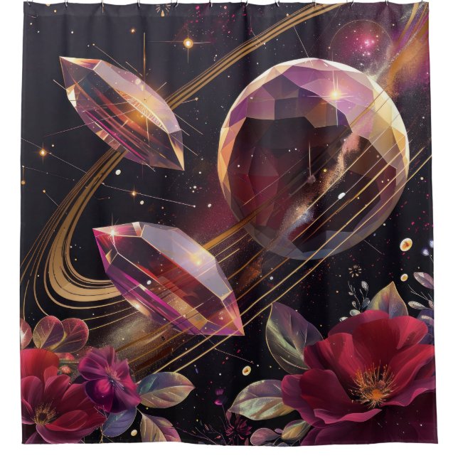 Cortina Para Box Padrão Místico Celestial Boho Ametista (Frente)
