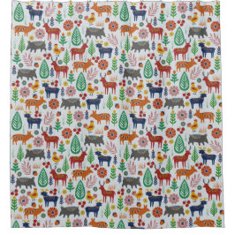 Cortina Para Box Padrão Moderno de Arte Folclórica Escandinava