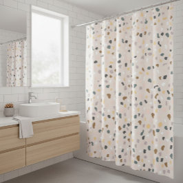 Cortina Para Box Padrão Moderno de Terrazzo Suave Neutro