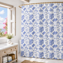 Padrão Moderno de Toile Azul Cacao e Chocolate