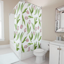 Cortina Para Box Padrão Moderno de Tulipa Rosa
