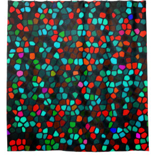 Cortina Para Box Padrão Mosaico Colorido Multicolorido