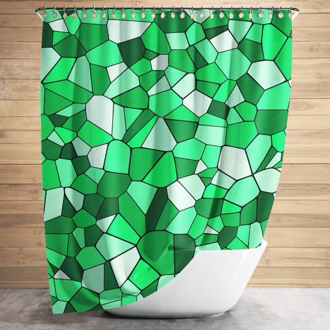 Cortina Para Box Padrão Mosaico Verde Moderno (Modern Green Mosaic Pattern Shower Curtain)
