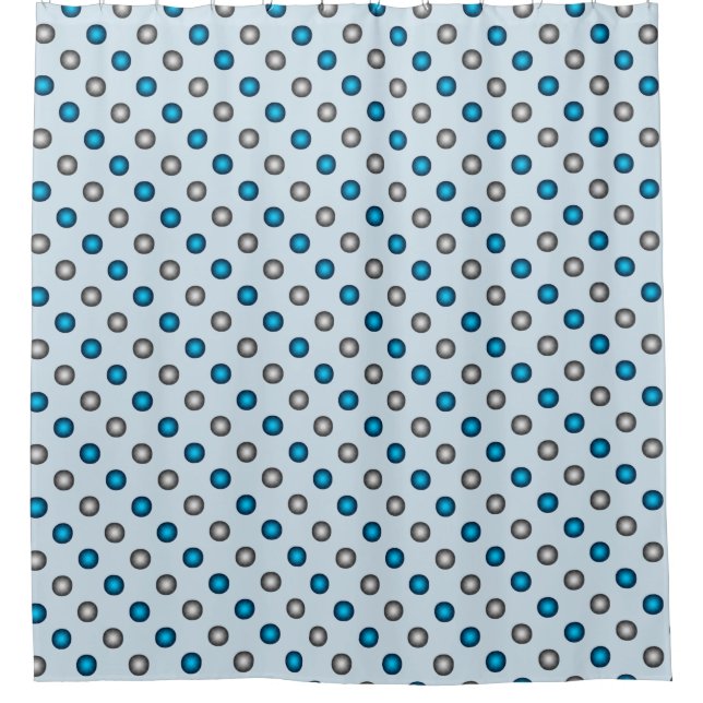 Cortina Para Box Padrão na moda Azul e Bolinhas Prateada (Frente)