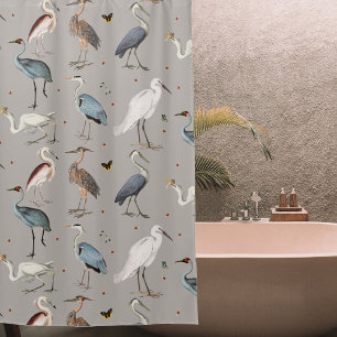 Cortina Para Box Padrão Natural do Heron Bird Egret da Aquarela