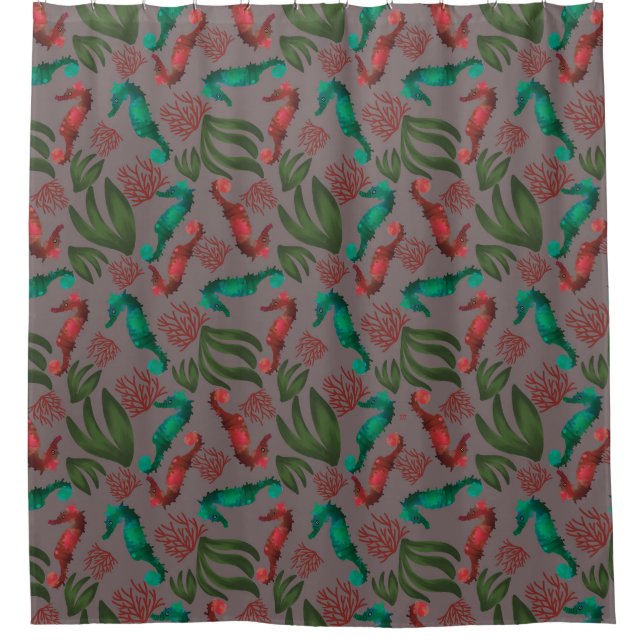 Cortina Para Box Padrão Náutico da Cinza Marítima da Aquarela (Frente)