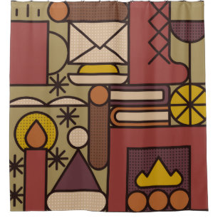 Cortina Para Box Padrão: noite confortável. Ilustração abstrata da 