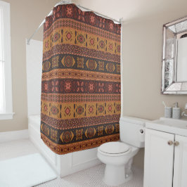 Cortina Para Box Padrão Ornamental Moderno Terracotta Tribal