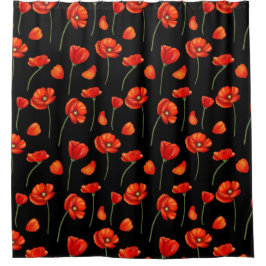 Cortina Para Box padrão preto de papoila