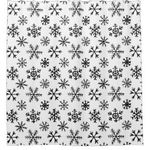 Cortina Para Box Padrão preto e branco dos flocos de neve