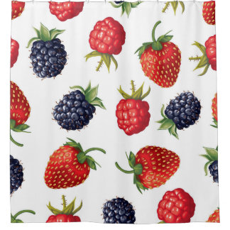 Cortina Para Box Padrão Realista de Berries Delicioso Sem Olhos