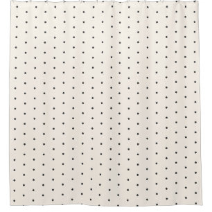 Cortina Para Box Padrão Retro de Bolinhas Preto e Branco em Marfim