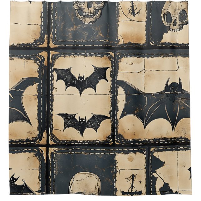 Cortina Para Box Padrão Rustic Denim Halloween (Frente)