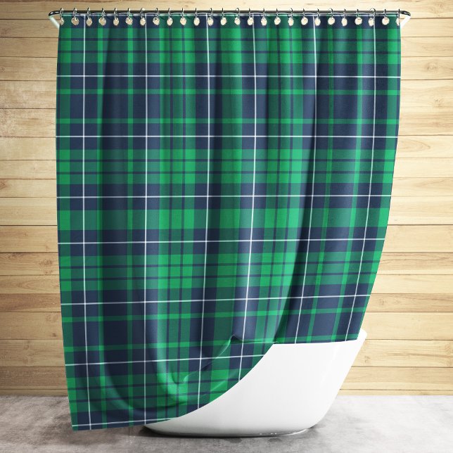 Cortina Para Box Padrão Rustic Green Blue Xadrez (Rustic Green Blue Plaid Pattern Shower Curtain)
