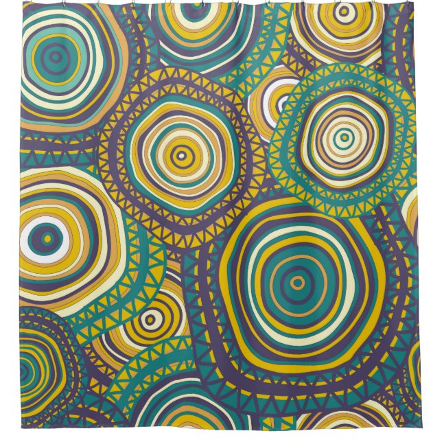 Cortina Para Box Padrão sem costura com círculo ornamental desenhad (Frente)