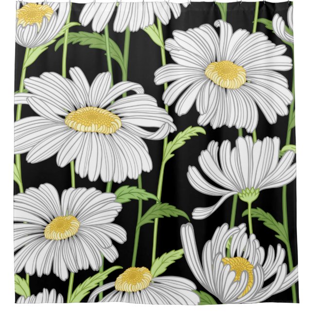 Cortina Para Box padrão sem costura com flores de verão (Frente)