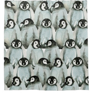 Cortina Para Box Padrão sem costura com pinguins bonitos
