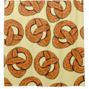 Cortina Para Box Padrão sem costura de outono com pretzels,october