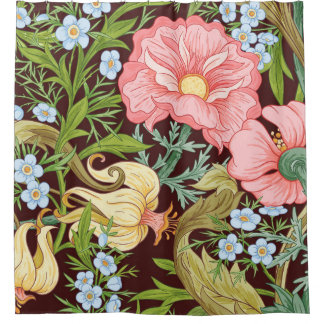 Cortina Para Box Padrão sem costura floral, fundo com arte no