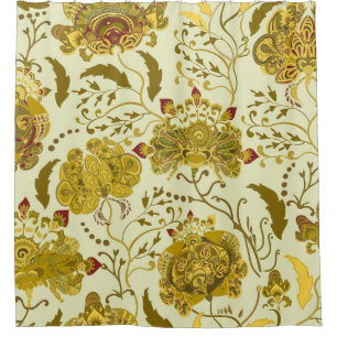 Cortina Para Box Padrão sem costura, grandes flores índias paisley.