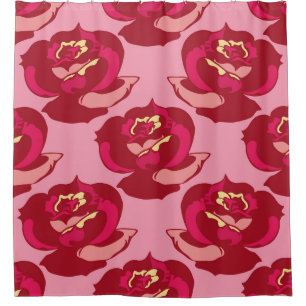 Cortina Para Box Padrão sem costura rosas burgundy dourado beleza d