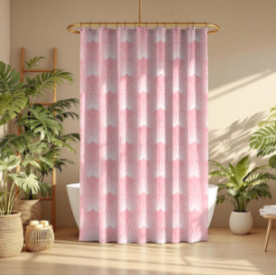 Cortina Para Box Padrão sem descontinuidades de arte branco e rosa