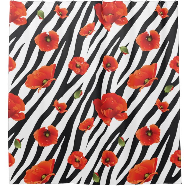 Cortina Para Box padrão sem descontinuidades de zebra de flor (Frente)