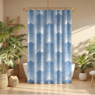 Cortina Para Box Padrão sem soldadura de art-deco azul e branco