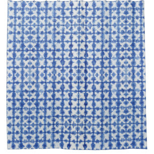 Cortina Para Box Padrão Shibori Tie Dyed Indigo Blue n White X