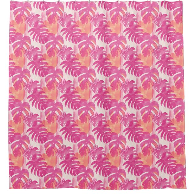 Cortina Para Box Padrão simples de abstrato com folhas de monstera, (Frente)