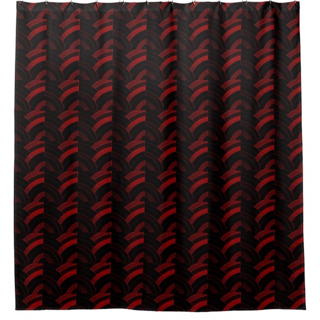 Cortina Para Box padrão sofisticado de chevrons vermelho/preto (Frente)