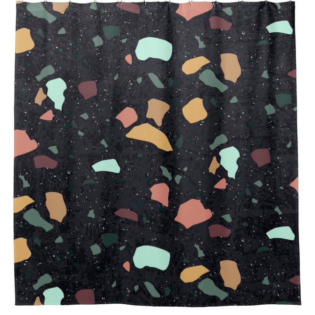 Cortina Para Box Padrão Terrazzo preto (Frente)
