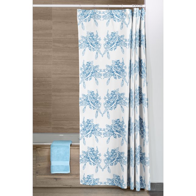Cortina Para Box Padrão Toile Francês Azul (Criador carregado)