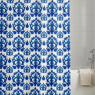 Cortina Para Box Padrão Toile Francês Azul