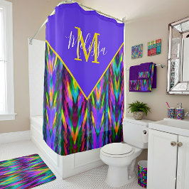 Cortina Para Box Padrão tribal brilhante personalizado em chevron  