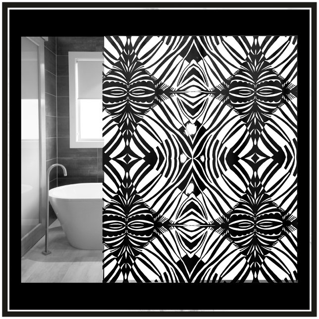 Cortina Para Box Padrão Tribal de Artsy Black e White (Classy Black & White Tribal Pattern. Add a Touch of Style & Glam to Your Monochrome Bathroom TODAY!)