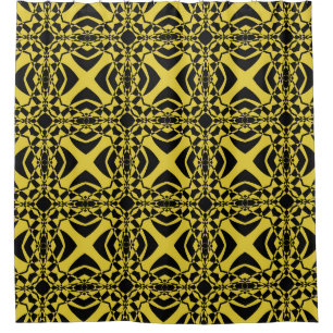 Cortina Para Box Padrão uniforme de abstrato, preto e dourado