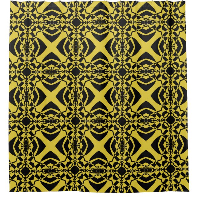 Cortina Para Box Padrão uniforme de abstrato, preto e dourado  (Frente)