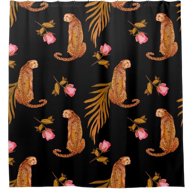 Cortina Para Box Padrão uniforme de aquarelas com guejos (Frente)