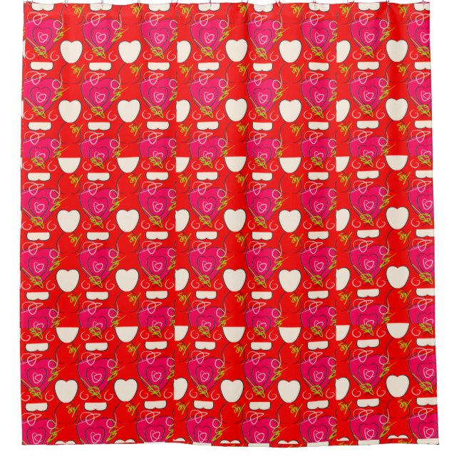 Cortina Para Box Padrão Vermelho de Amor" (Frente)
