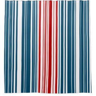 Cortina Para Box Padrão vermelho e azul riscado