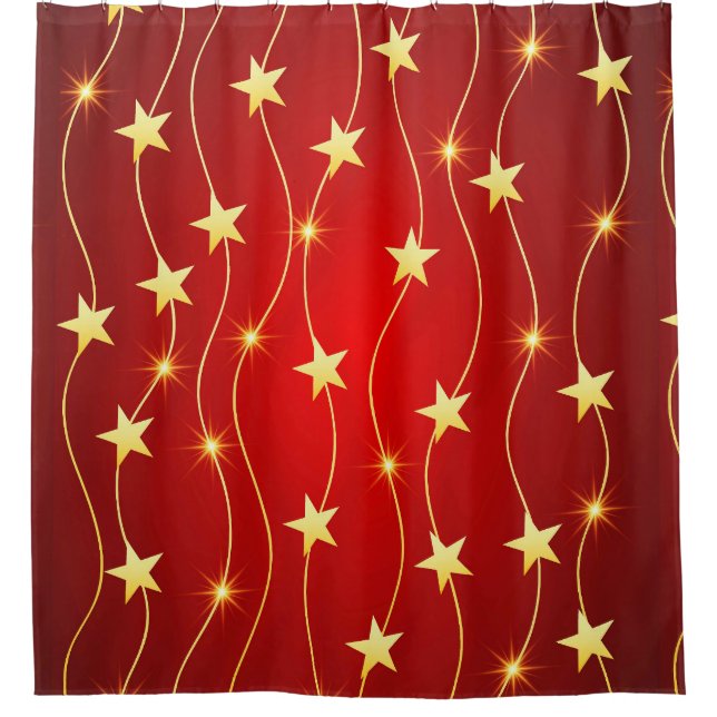 Cortina Para Box Padrão Vermelho Ruby Adorcido da Estrela (Frente)