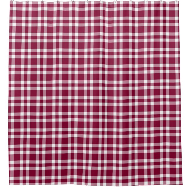 Cortina Para Box Padrão Xadrez Branco Burgundy (Frente)